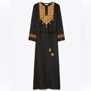 Tory Burch Black Embroidered Maxi Caftan Sz. Lg